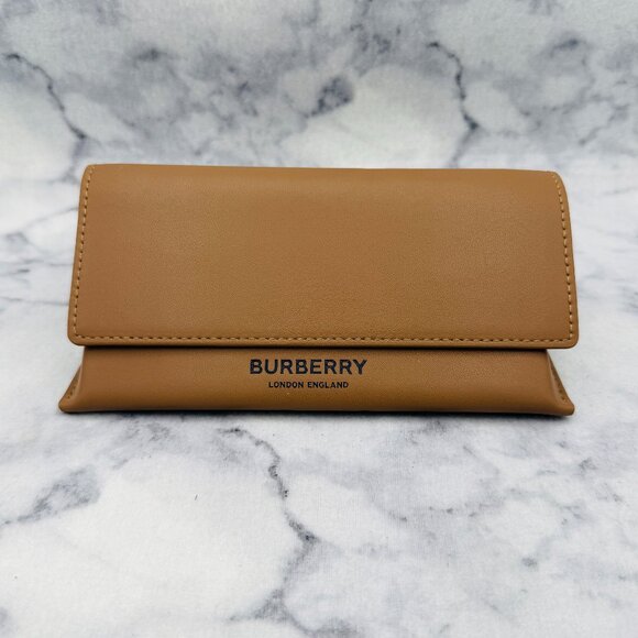 Burberry Sunglasses Eyeglasses Case,Large Camel Brown Leather Triangle Case,Wide - Picture 1 of 9